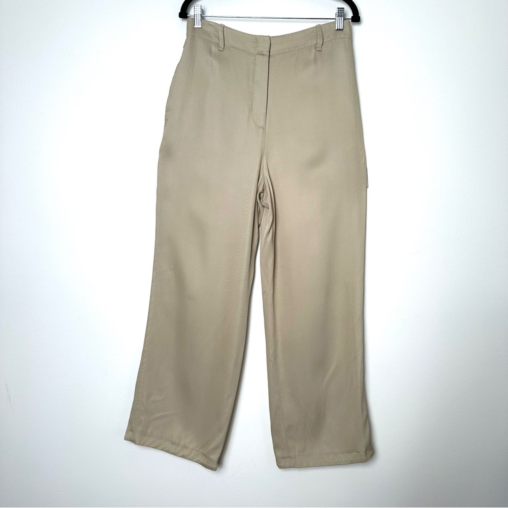 Club Monaco Cream Heritage Old Money High Rise Wide Leg Minimalist Office Pants